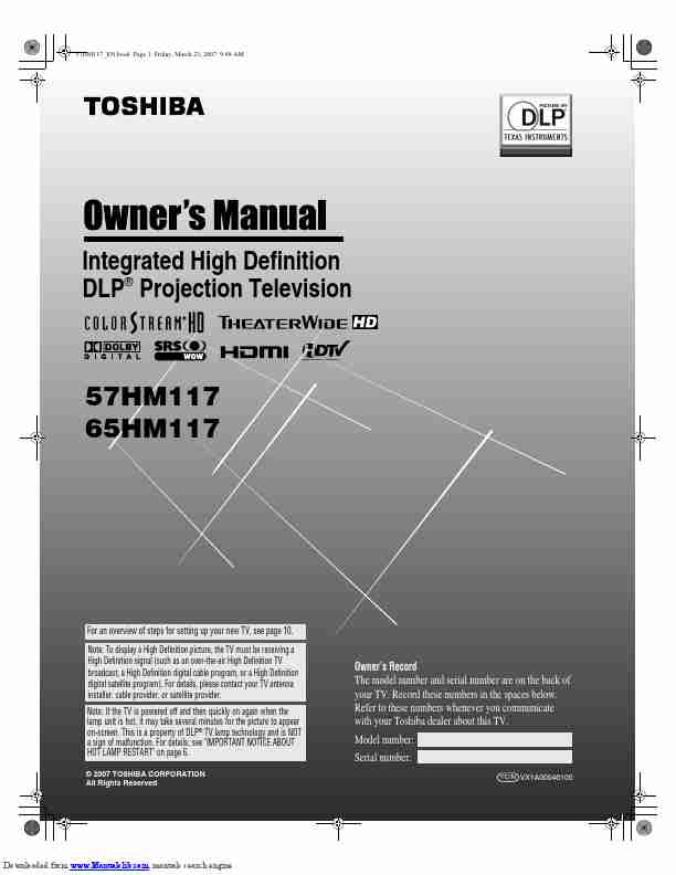 Toshiba Projection Television 65HM117-page_pdf